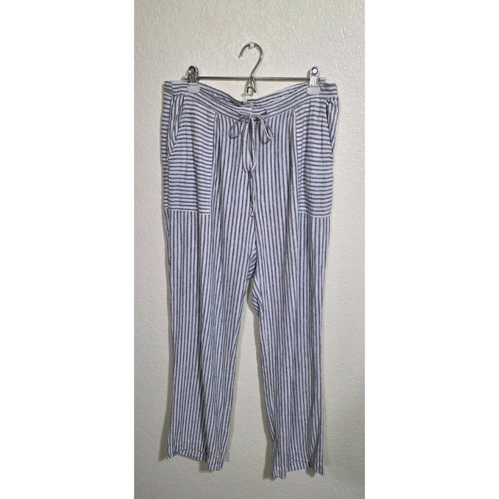 Laundry By Shelli Segal Striped White Beach Linen Lounge Pants Women's Size 10 - Picture 2 of 9